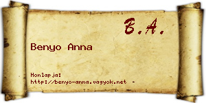 Benyo Anna névjegykártya