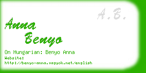 anna benyo business card